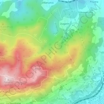 Topografische kaart Los Trapones, hoogte, reliëf