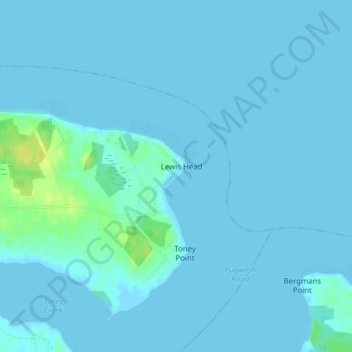 Topografische kaart Cameron Beach, hoogte, reliëf