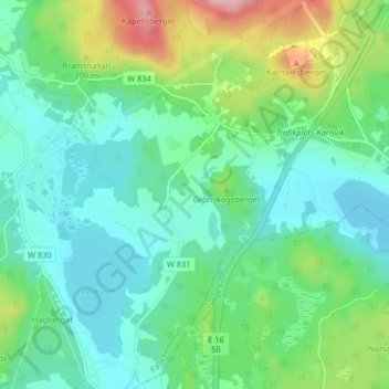 Topografische kaart Björsbo, hoogte, reliëf