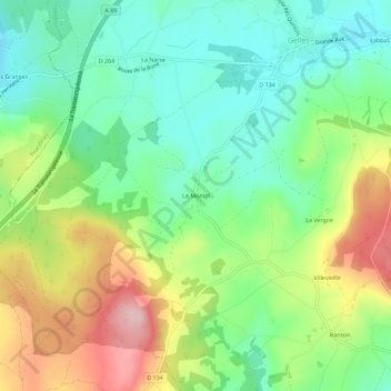 Topografische kaart Le Montel, hoogte, reliëf