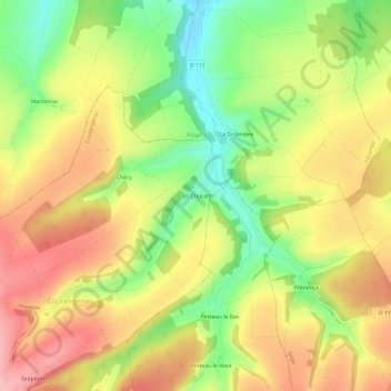 Topografische kaart Les Chocats, hoogte, reliëf