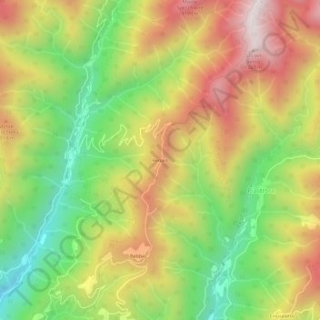 Topografische kaart Renaio, hoogte, reliëf