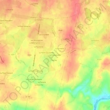 Topografische kaart La Poissonnerie, hoogte, reliëf
