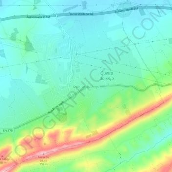 Topografische kaart Quinta do Anjo, hoogte, reliëf