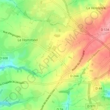 Topografische kaart Le Pavement, hoogte, reliëf