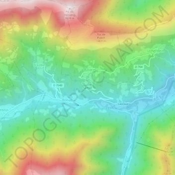 Topografische kaart Samiac, hoogte, reliëf