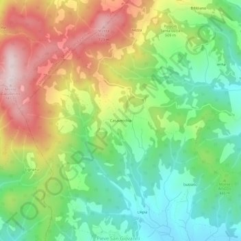 Topografische kaart Casavecchia, hoogte, reliëf
