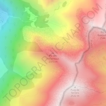 Topografische kaart Pic des Recantous, hoogte, reliëf