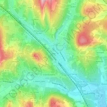 Topografische kaart Linde, hoogte, reliëf