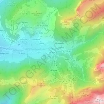 Topografische kaart La Palud, hoogte, reliëf