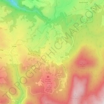 Topografische kaart Cesuna, hoogte, reliëf