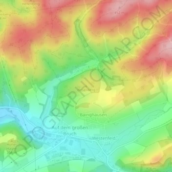 Topografische kaart Wilsenberg, hoogte, reliëf