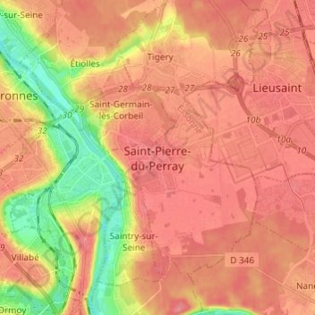 Topografische kaart Saint-Pierre-du-Perray, hoogte, reliëf