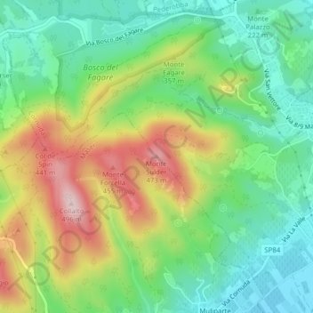 Topografische kaart Monte Sulder, hoogte, reliëf