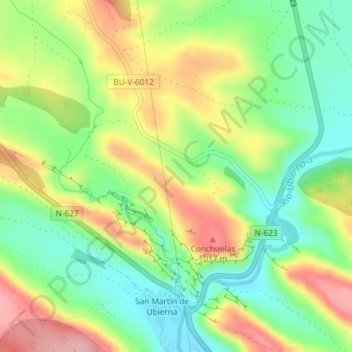 Topografische kaart Vallejas, hoogte, reliëf