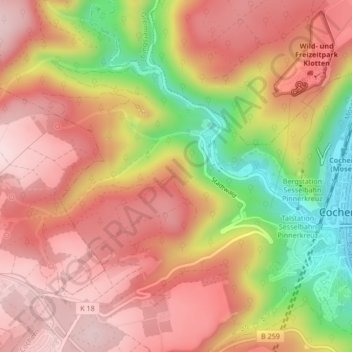 Topografische kaart Wilhelmshöhe, hoogte, reliëf