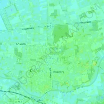 Topografische kaart Gerner, hoogte, reliëf