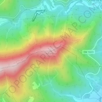 Topografische kaart Azinheira, hoogte, reliëf