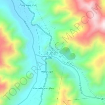 Topografische kaart El Chaco, hoogte, reliëf