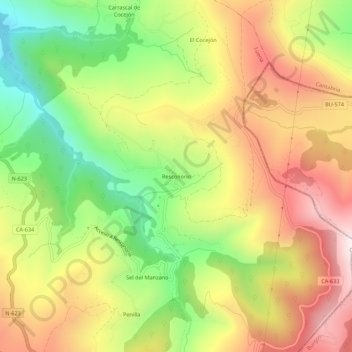 Topografische kaart Resconorio, hoogte, reliëf
