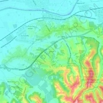 Topografische kaart Fornoli, hoogte, reliëf