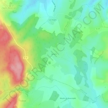 Topografische kaart Assarts, hoogte, reliëf