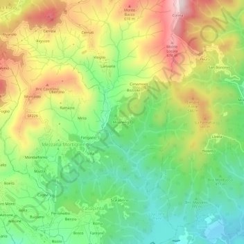 Topografische kaart Molinengo, hoogte, reliëf