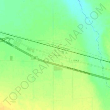 Topografische kaart San Simon, hoogte, reliëf