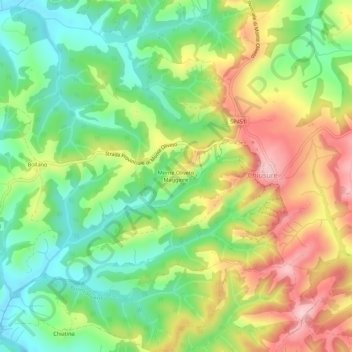 Topografische kaart Monte Oliveto Maggiore, hoogte, reliëf