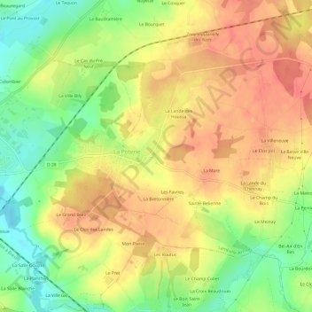Topografische kaart Bien-Y-Vient, hoogte, reliëf