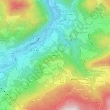 Topografische kaart Spornhof, hoogte, reliëf
