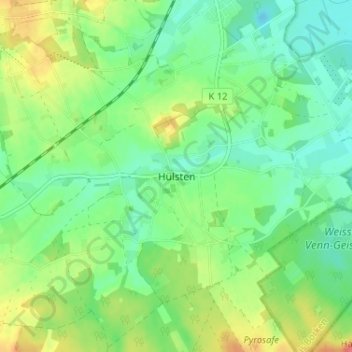 Topografische kaart Hülsten, hoogte, reliëf
