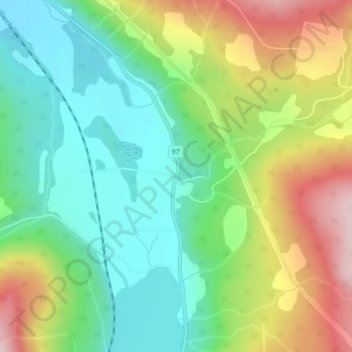 Topografische kaart Monte Lake, hoogte, reliëf