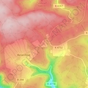 Topografische kaart Urnagold, hoogte, reliëf