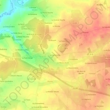 Topografische kaart La Guilbotière, hoogte, reliëf