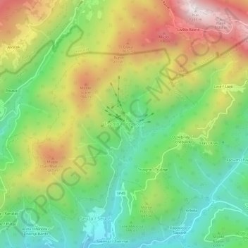 Topografische kaart Topolò, hoogte, reliëf