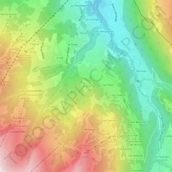 Topografische kaart Les Truz, hoogte, reliëf