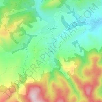 Topografische kaart Panc, hoogte, reliëf