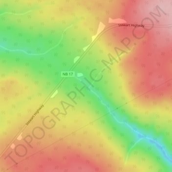 Topografische kaart Adams Gulch, hoogte, reliëf