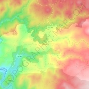 Topografische kaart Bizarril, hoogte, reliëf