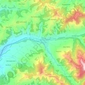 Topografische kaart Wasen, hoogte, reliëf