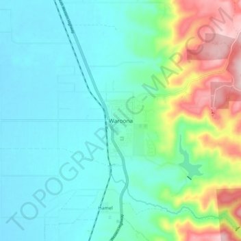 Topografische kaart Waroona, hoogte, reliëf