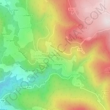 Topografische kaart Chez Missonier, hoogte, reliëf