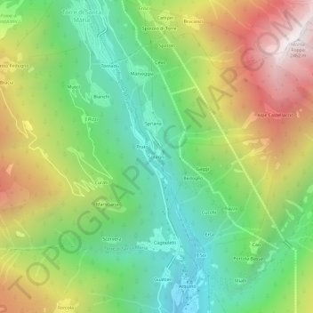 Topografische kaart Scilironi, hoogte, reliëf