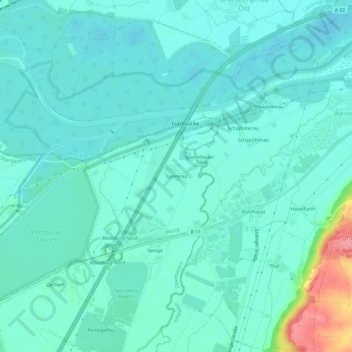 Topografische kaart Spörerau, hoogte, reliëf