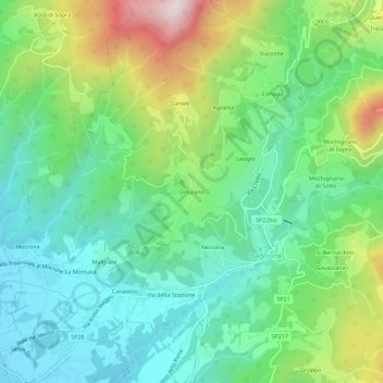 Topografische kaart Orturano, hoogte, reliëf