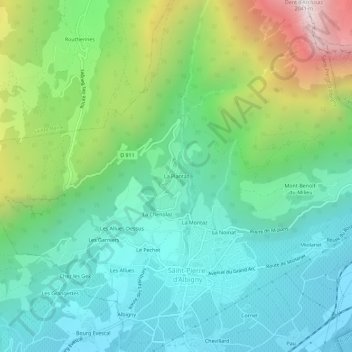 Topografische kaart La Plantaz, hoogte, reliëf
