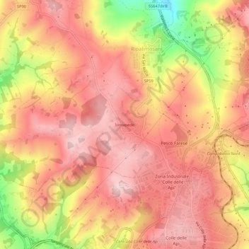 Topografische kaart Iontapede, hoogte, reliëf