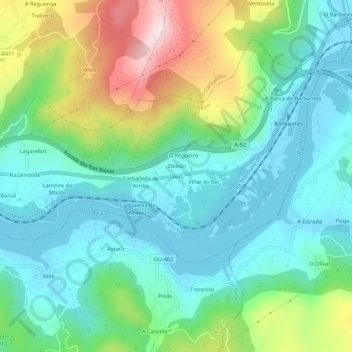 Topografische kaart Laias, hoogte, reliëf