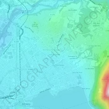 Topografische kaart Sous le Clocher, hoogte, reliëf